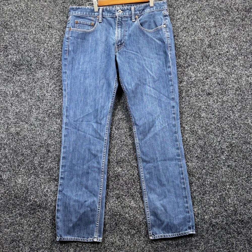 Bonobos Mens Straight Leg Jeans Medium Wash Blue Denim 33x32 Stretch RN128054